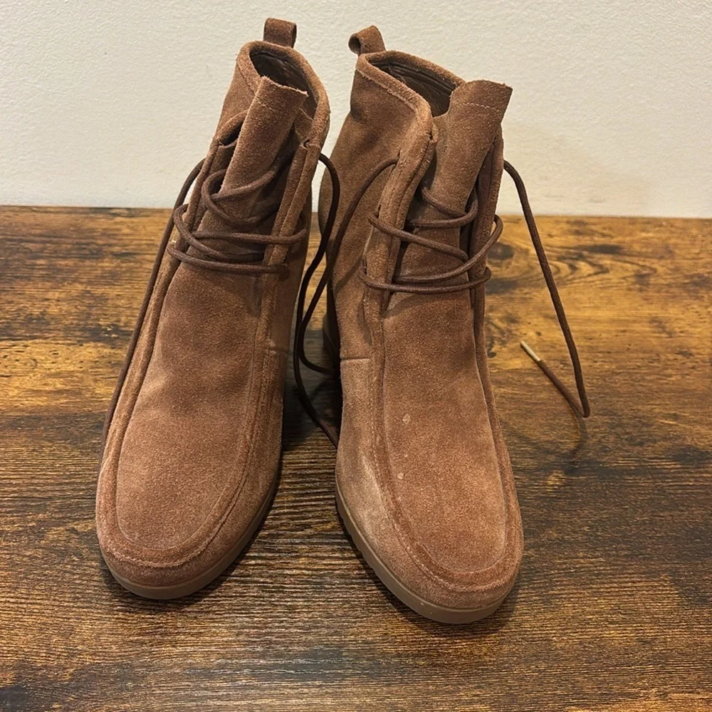 Michael Kors Brown Suede Wedge Ankle Boots 7.5